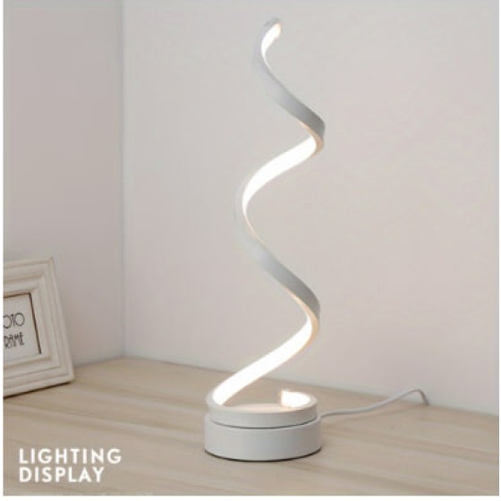 White Elegant Model) Modern Spiral Table Lamp, Suitable for Stylish Home Decoration and Bedroom Ambient Lighting