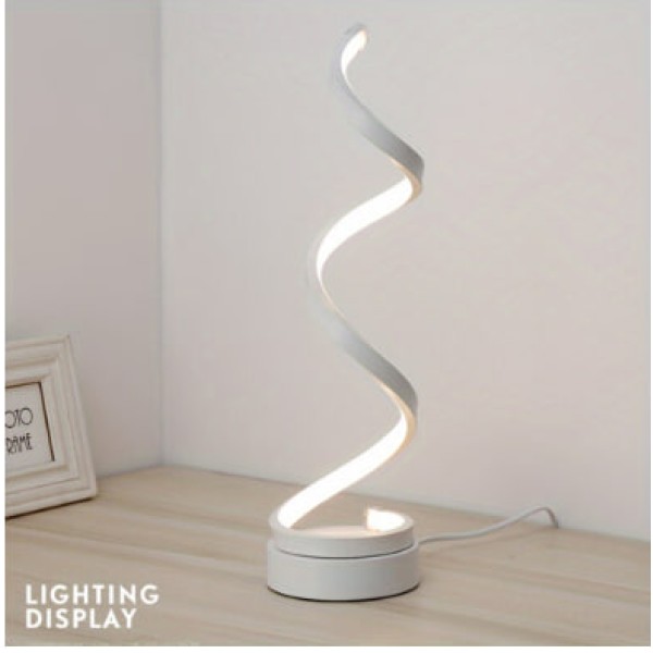 White Elegant Model) Modern Spiral Table Lamp, Suitable for Stylish Home Decoration and Bedroom Ambient Lighting
