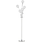 HOMCOM 5-Light Floor Lamp with K9 Crystal Bead Shade, Silver - Tall Modern Living Room Lighting (B31-429V70SR)