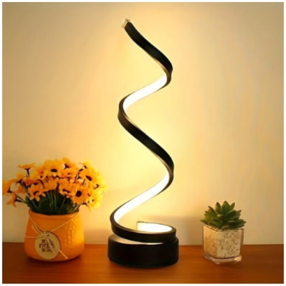 (Black Romantic) Modern Spiral Table Lamp, Suitable for Stylish Home Decoration and Bedroom Ambient Lighting