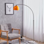 (Orange, 145-220 cm) Modern Arch Floor Lamp Reading Light with Marble Base