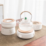 Tea Cosy Catcher Cups Electric Teapot Warmer Stand Pack of 4 White Ceramic Tea Light Burner for Teapot Compatibility