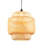 Bamboo Pendant Light, Handwoven Ceiling Light, E27, Natural Color