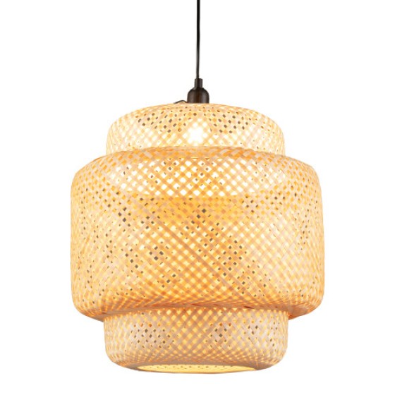 Bamboo Pendant Light, Handwoven Ceiling Light, E27, Natural Color
