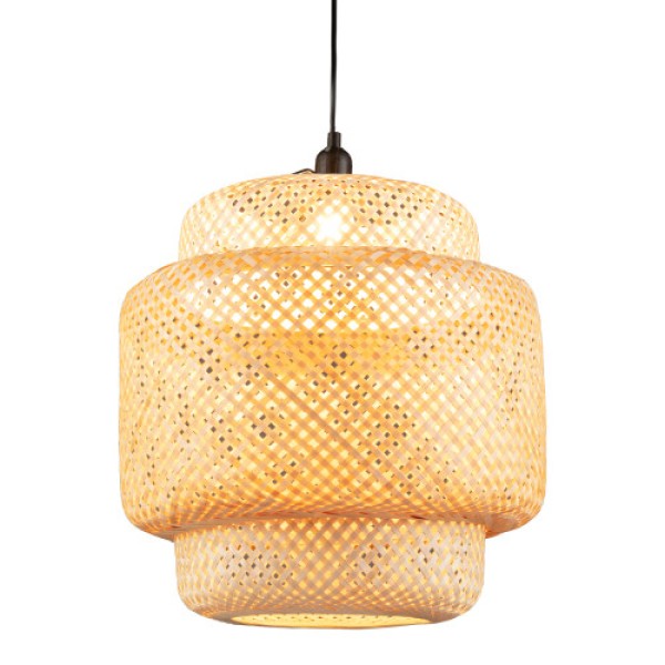 Bamboo Pendant Light, Handwoven Ceiling Light, E27, Natural Color