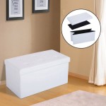 HOMCOM Storage Ottoman Tool Box Faux Leather Folding Bench Foot Rest, White