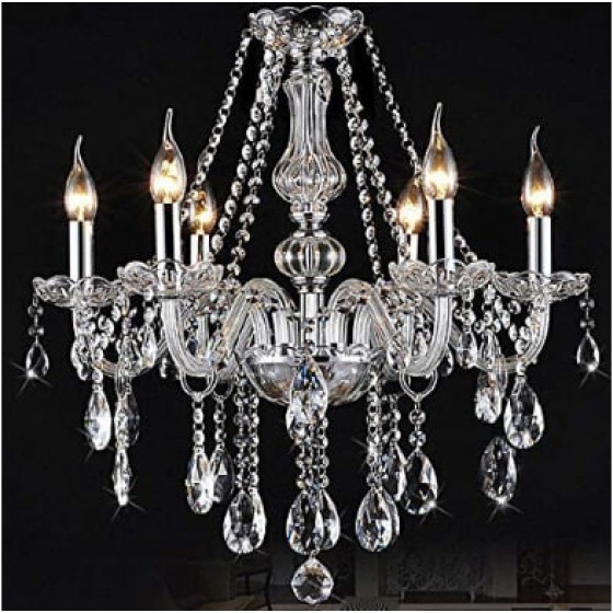 (6 Arms) 8006 Authentic K9 Crystal Chandelier, Transparent, Available in 2, 6, 8, 10, 15, 24, and 32 Arms