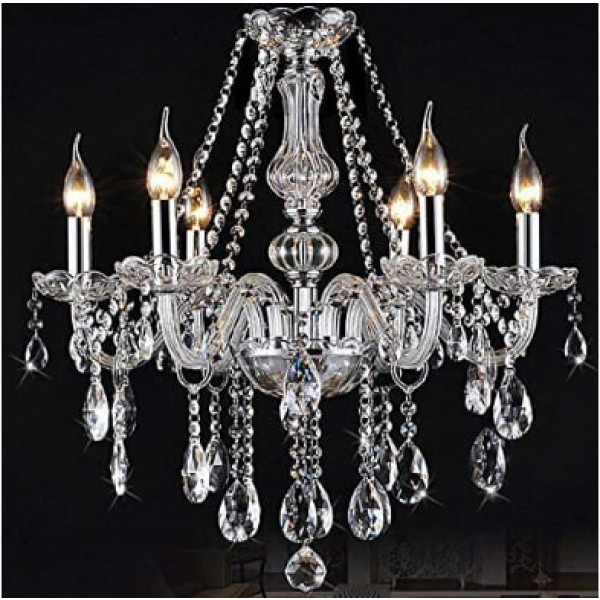 (6 Arms) 8006 Authentic K9 Crystal Chandelier, Transparent, Available in 2, 6, 8, 10, 15, 24, and 32 Arms