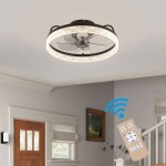 (Black) Modern Round Crystal LED Ceiling Fan Light with Remote Control