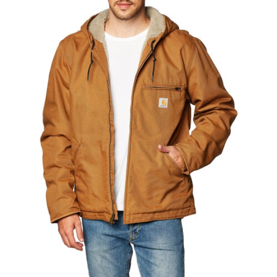 Carhartt メンズ ルーズフィットウォッシュドキャンバスシェルパライナージャケット（ビッグサイズ）ワークコート カーハートブラウン（アメリカサイズ）