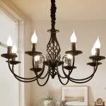 Ganeed French Country Vintage 6-Bulb Chandelier with Adjustable Height (Black, 8)