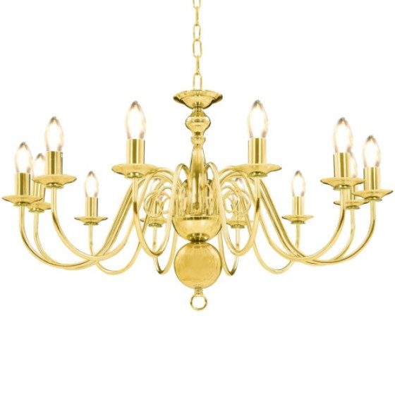 vidaXL Gold Chandelier, 12 E14 Bulbs, Ceiling Light, Bedroom Chandelier
