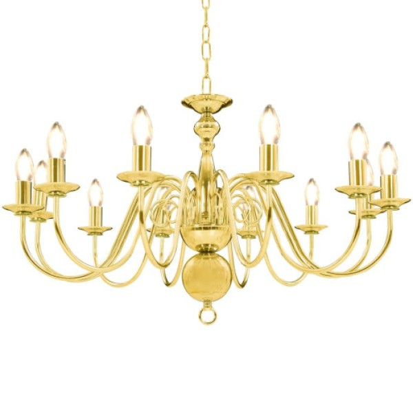 vidaXL Gold Chandelier, 12 E14 Bulbs, Ceiling Light, Bedroom Chandelier