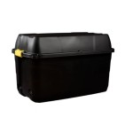 Strata 175 Litre Heavy Duty Trunk On Wheels Black Yellow Clip Handle (3 Boxes)