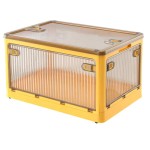 Large Capacity Folding Storage Box - Stackable Thickened Plastic Organizer, Transparent Household Storage Solution 50L