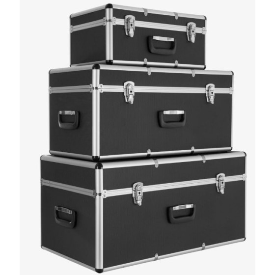 Set of 3 Aluminum Cases in black big