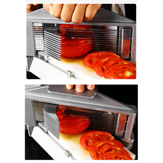 耐用型番茄切割器，附安全裝置和不銹鋼刀片