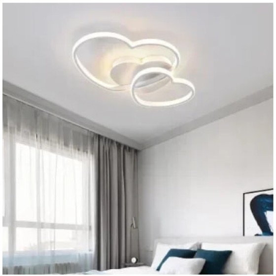 (Heart-Shaped White, 50cm) Princess Heart Cloud LED Modern Ceiling Light, Surface Dimmable, Suitable for Children's Room, Girls' Room, Living Room Decoration, Chandelier, Fairy Light