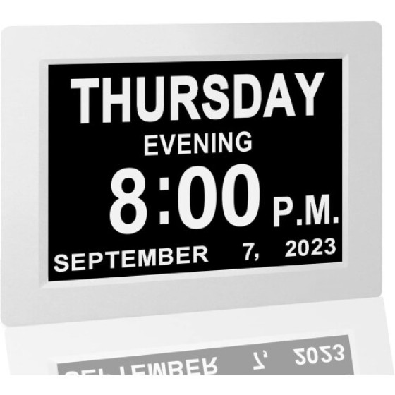 認知症専用時計カレンダー デジタル日付アラームクロック、大型7インチディスプレイ