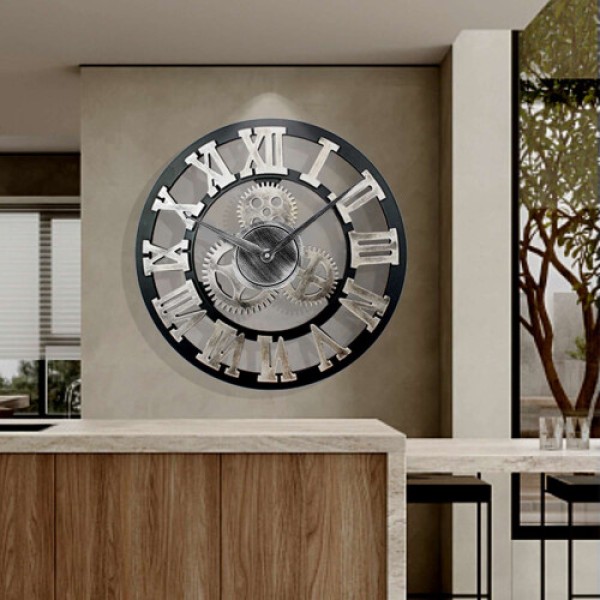 60cm Extra Large Roman Numerals Hollow Round Wall Clock