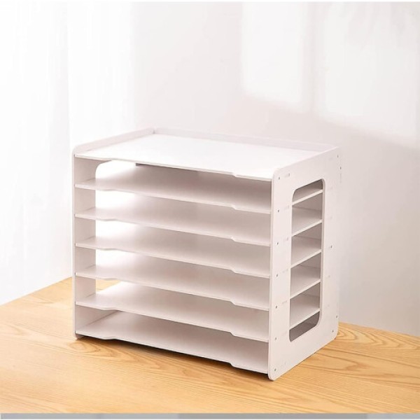 Large A3 Paper Cutter with White Desk Organizer, Letter Tray, Magazine Rack, and Document Shelves for Office and School