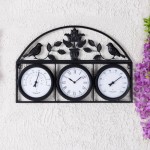 Charles Bentley Vintage Chic Dark Grey Wall Clock with Thermometer and Hygrometer