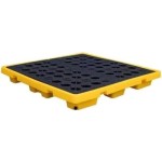 High Load Capacity Modular Spill Containment Pallets 128x128x17cm Durable Yellow Material with Drainage