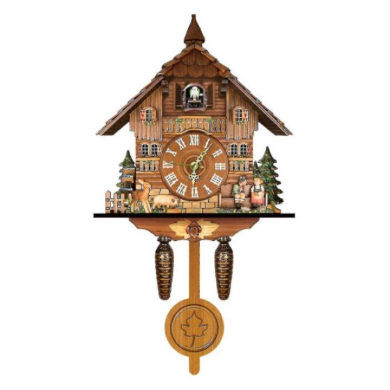 (CL303) German Black Forest Cuckoo Clock, Vintage Nordic Style Wooden Cuckoo Wall Clock E