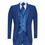 (50) Men's 4-Piece Blue Custom Wedding Suit