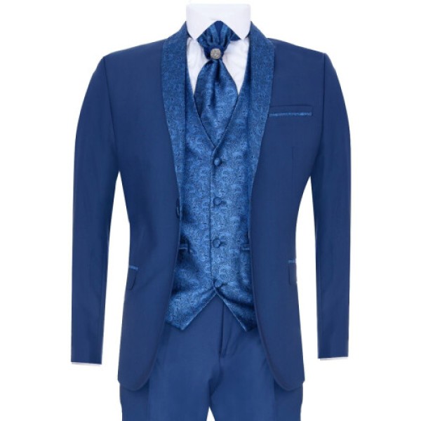 (50) Men's 4-Piece Blue Custom Wedding Suit