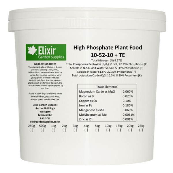 (Tub, 20kg) Elixir Gardens | High Phosphate | Soluble | Plant Food - 10-52-10+TE