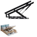 Betthebesatz 2-Piece Pneumatic Bed Lift Mechanism, Gas Spring Support for Storage Boxes, 1200mm Black