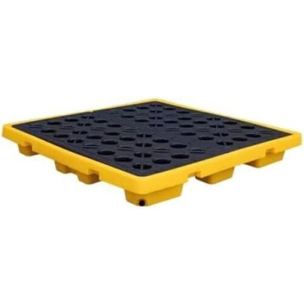 High Load Capacity Modular Spill Containment Pallets 128x128x17cm Durable Yellow Material with Drainage