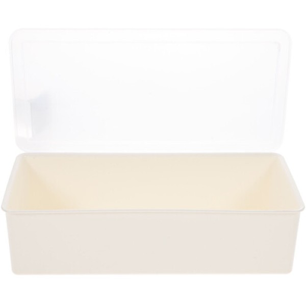 Beige PP Kitchen Utensil Storage Box, Dustproof & Drainable, 1 Piece