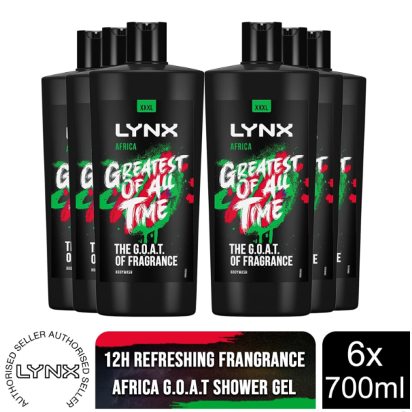 (LAfrica, 6-pack) Lynx Shower Gel 700ml, available in 3-pack or 6-pack.