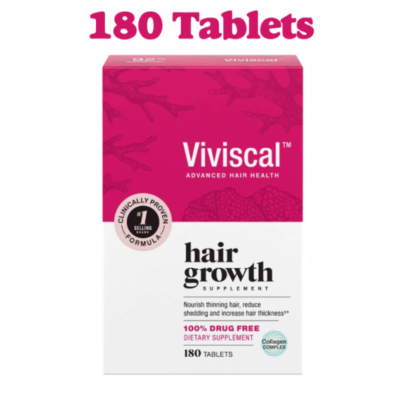 Viviscal Collagen Complex Hair Growth Supplement, Reduces Hair Loss, Increases Hair Density - 180 Tablets