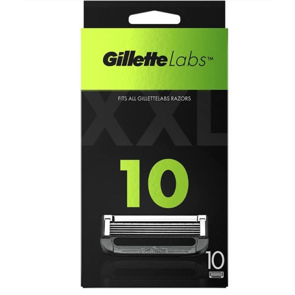Gillette Labs Exfoliating Razor with Heated Blade and Exfoliating Soap, 10 Replacement Blades