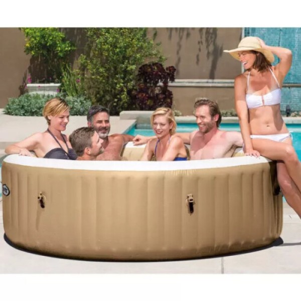 Intex PureSpa 6-Person Bubble Massage Inflatable Hot Tub Sahara Tan