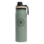 adidas Originals 600ml 20oz メタルウォーターボトル、冷温両用二重壁断熱、188ステンレススチール、シルバー/グリーン/ブラック