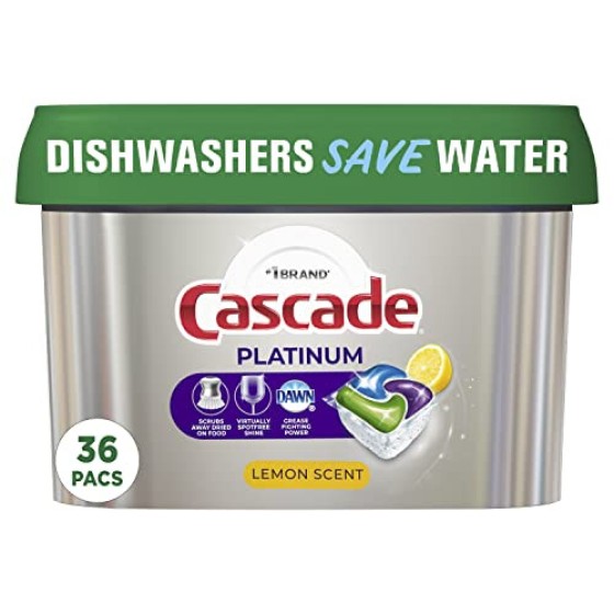 Cascade プラチナ アクションパック 食器洗い機用洗剤ポッド レモンの香り 36個入り