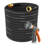 SPECILITE Garden Hose 200 ft x 58 in Heavy Duty Flexible and Lightweight Water Hose Burst 600 psi Kinkless Black Hybrid Rub