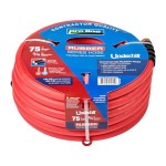 Underhill Proline Rubber Series Heavy-Duty Garden Hose for Hot or Cold Water, Lightweight, 500 PSI BP, 150 PSI WP, H75-075PRO-R 3/4 Inch x 75 ft Red