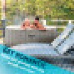 4-6 Person Inflatable Hot Tub Spa Starter Set with Smart Pump - Rattan Effect - DL101