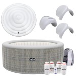 4-6 Person Inflatable Hot Tub Spa Starter Set with Smart Pump - Rattan Effect - DL101