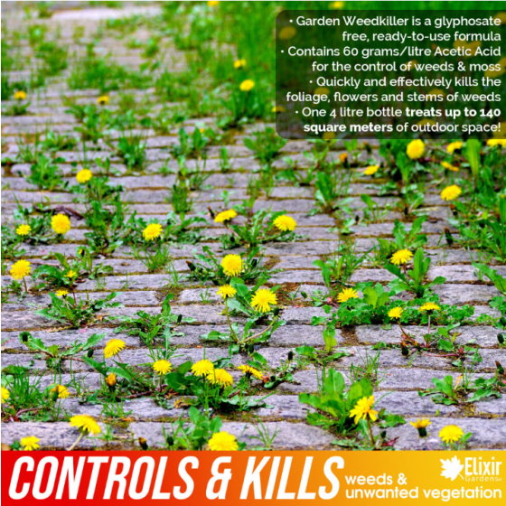 (はい, 12) 4リットル 即効性グリホサート不使用 雑草・苔駆除剤 | 有機・天然 すぐ使える酢酸フォーミュラ (60g/l) | 24時間で効果