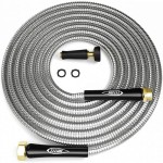 TITAN Garden Hose 150FT 304 Stainless Steel Metal Water Hose Flexible KinkFree Lightweight Durable Crush Resistant Fittin
