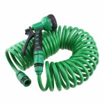 30M 100Ft Retractable Coil Hose with 5 Function Spray Gun Nozzle for Garden Watering and Cleaning Patio Decks