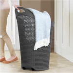 (Gray) 100L Large Laundry Basket with Handle and Wheels