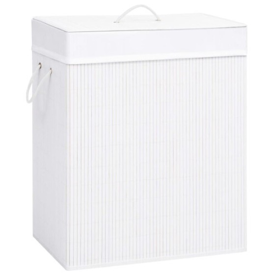 vidaXL White Bamboo Laundry Basket 100L Laundry Basket/Clothes Storage Basket