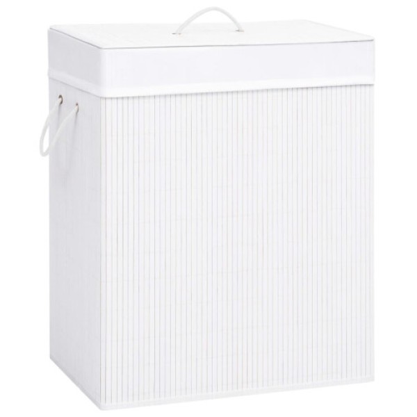 vidaXL White Bamboo Laundry Basket 100L Laundry Basket/Clothes Storage Basket